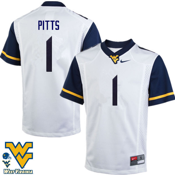 Men #1 Derrek Pitts West Virginia Mountaineers College Football Jerseys-White - Click Image to Close